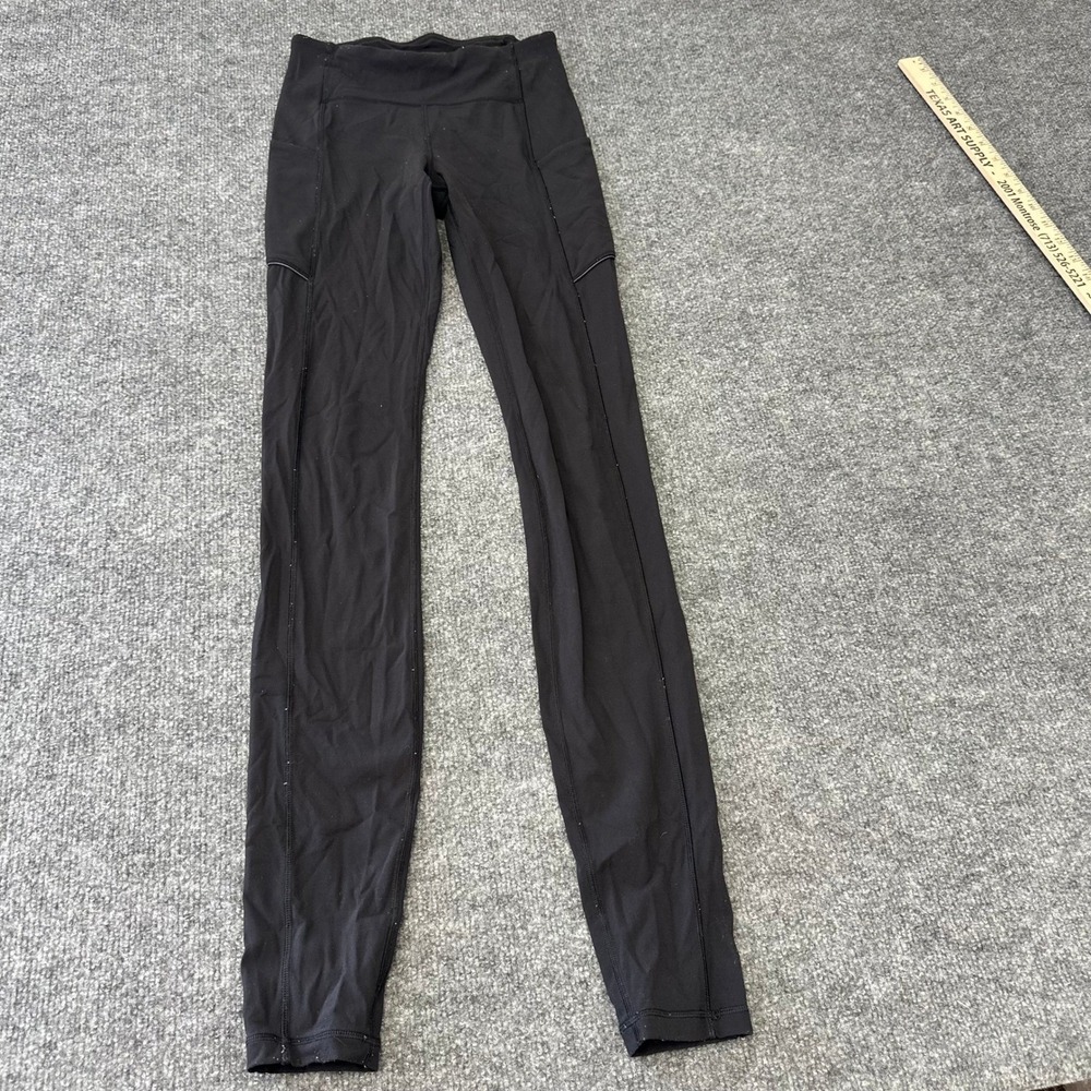 Lululemon Leggings Womens Size 2 Tall Black Speed Up Tight Running Pockets Yoga